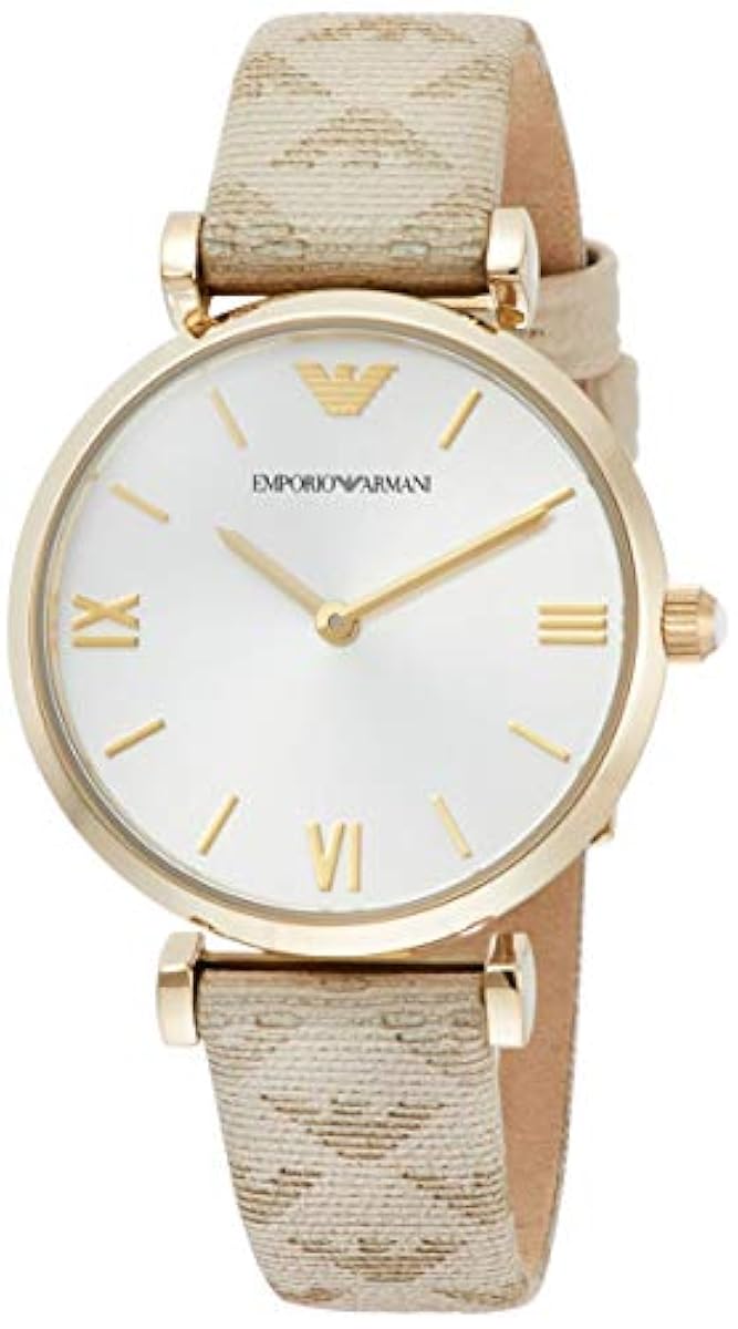 Emporio Armani Gianni T Bar Analog Silver Dial Beige Leather Strap Watch For Women - AR11127 - Image 6